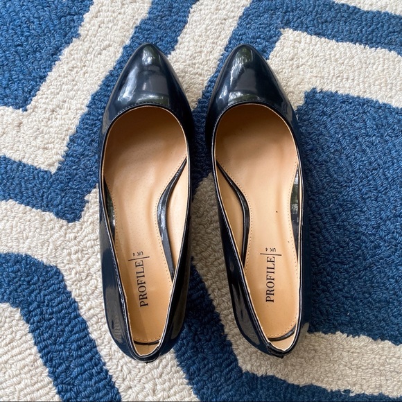 🖤 PROFILE BLACK LACQUERED ROUND TOE PUMPS! - Picture 2 of 12